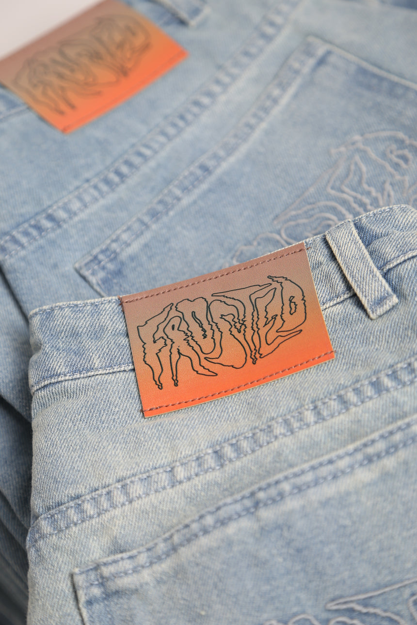 Frosted Classic Wavy Jeans Pants - Sunfaded Light Blue