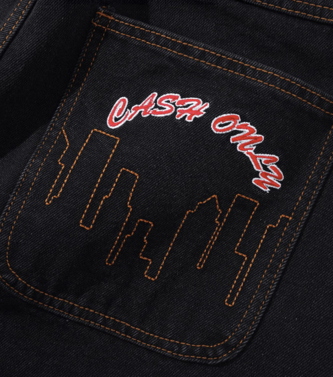Cash Only Logo Denim Short - Washed Black - Spin Limit Boardshop