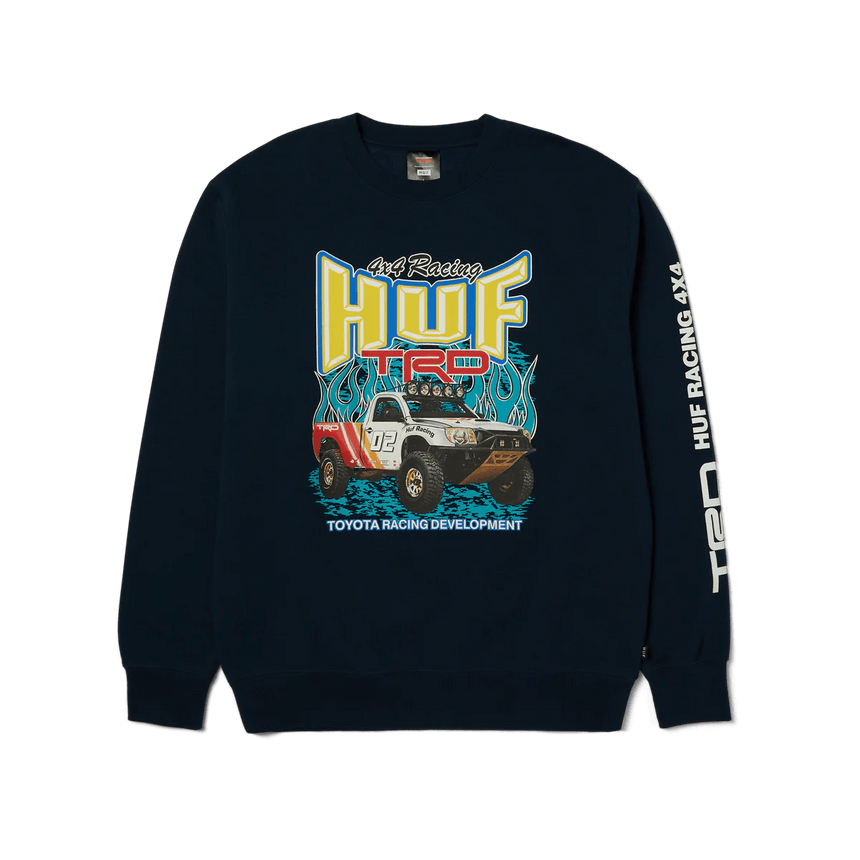 Huf x TRD Pit Crew Crewneck - Navy - Spin Limit Boardshop