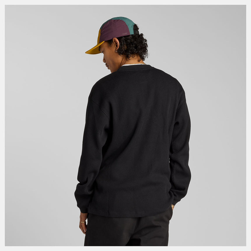 NB Numeric Waffle Knit Long Sleeve Henley - Black - Spin Limit Boardshop