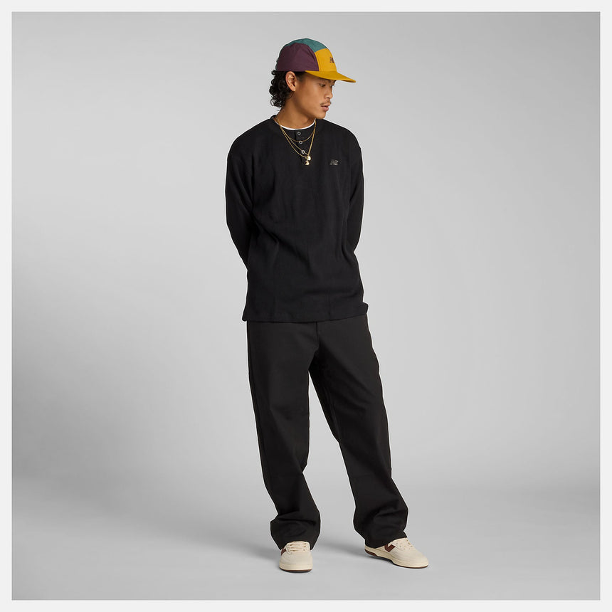 NB Numeric Waffle Knit Long Sleeve Henley - Black - Spin Limit Boardshop