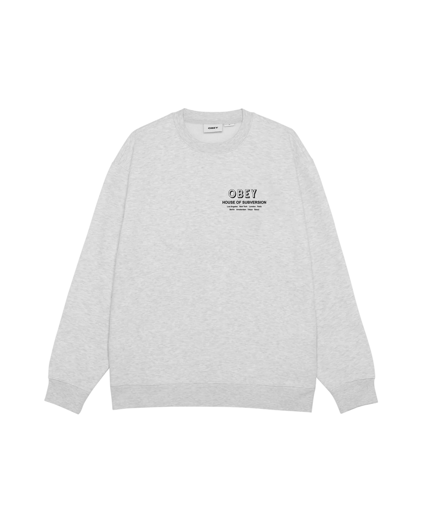 Obey House Of Subvertion Crew - Heather Grey - Spin Limit Boardshop