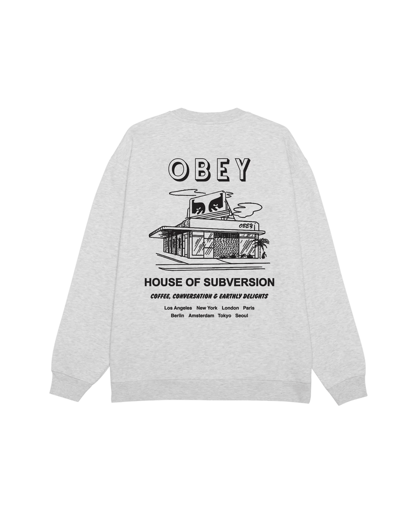 Obey House Of Subvertion Crew - Heather Grey - Spin Limit Boardshop