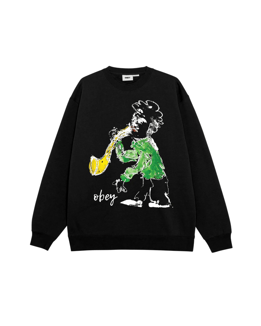 Obey Jazz Player Crew - Black - Spin Limit Boardshop