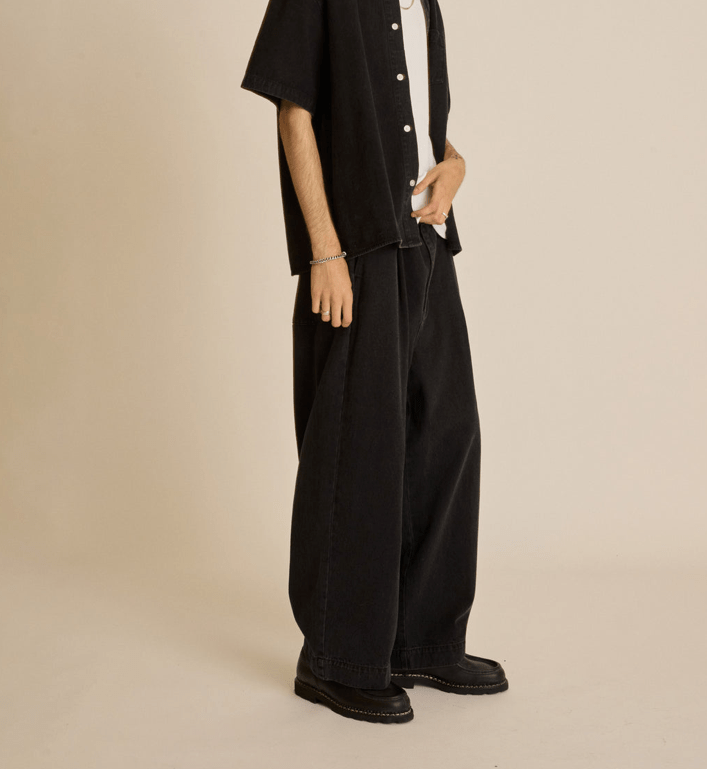 Obey Oliver Denim Pleated Pant - Faded Black - Spin Limit Boardshop