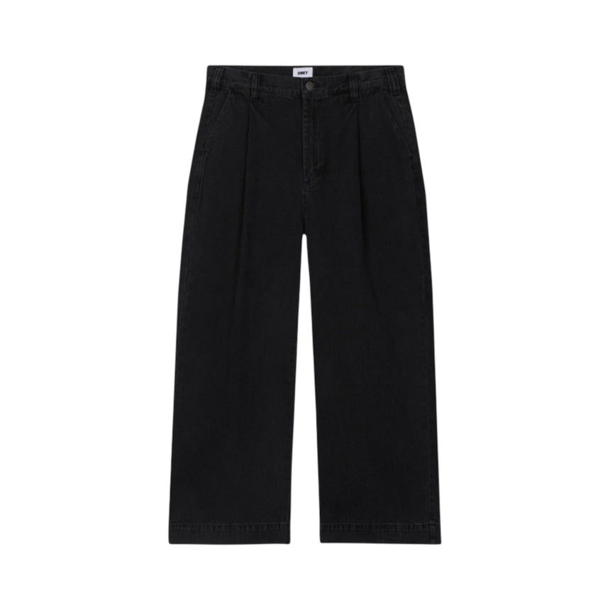 Obey Oliver Denim Pleated Pant - Faded Black - Spin Limit Boardshop