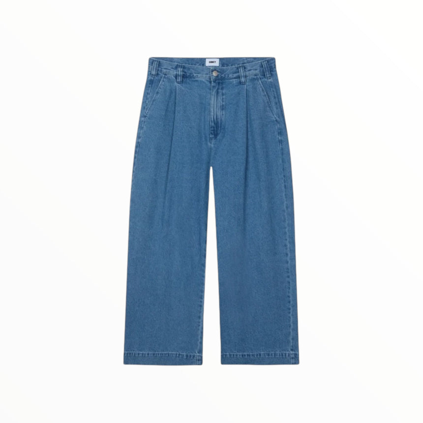 Obey Oliver Denim Pleated Pant - Light Indigo - Spin Limit Boardshop