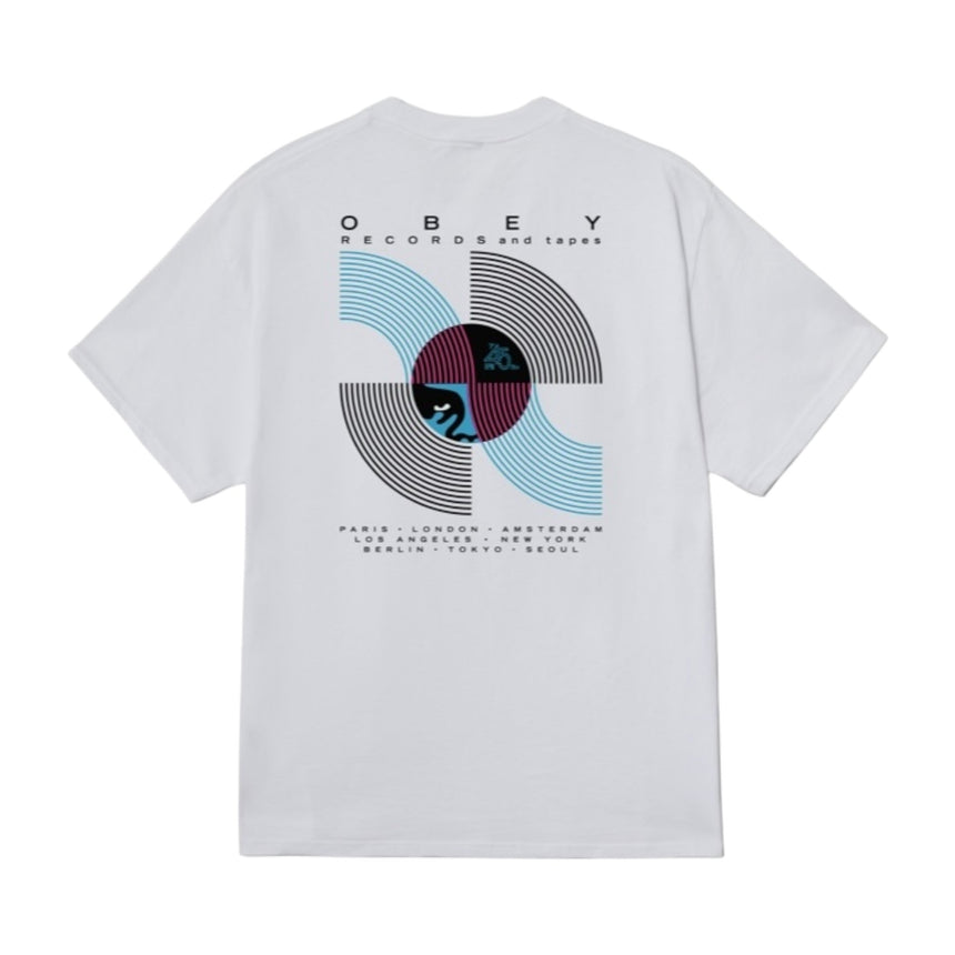 Obey Records And Tapes Tee - White - Spin Limit Boardshop