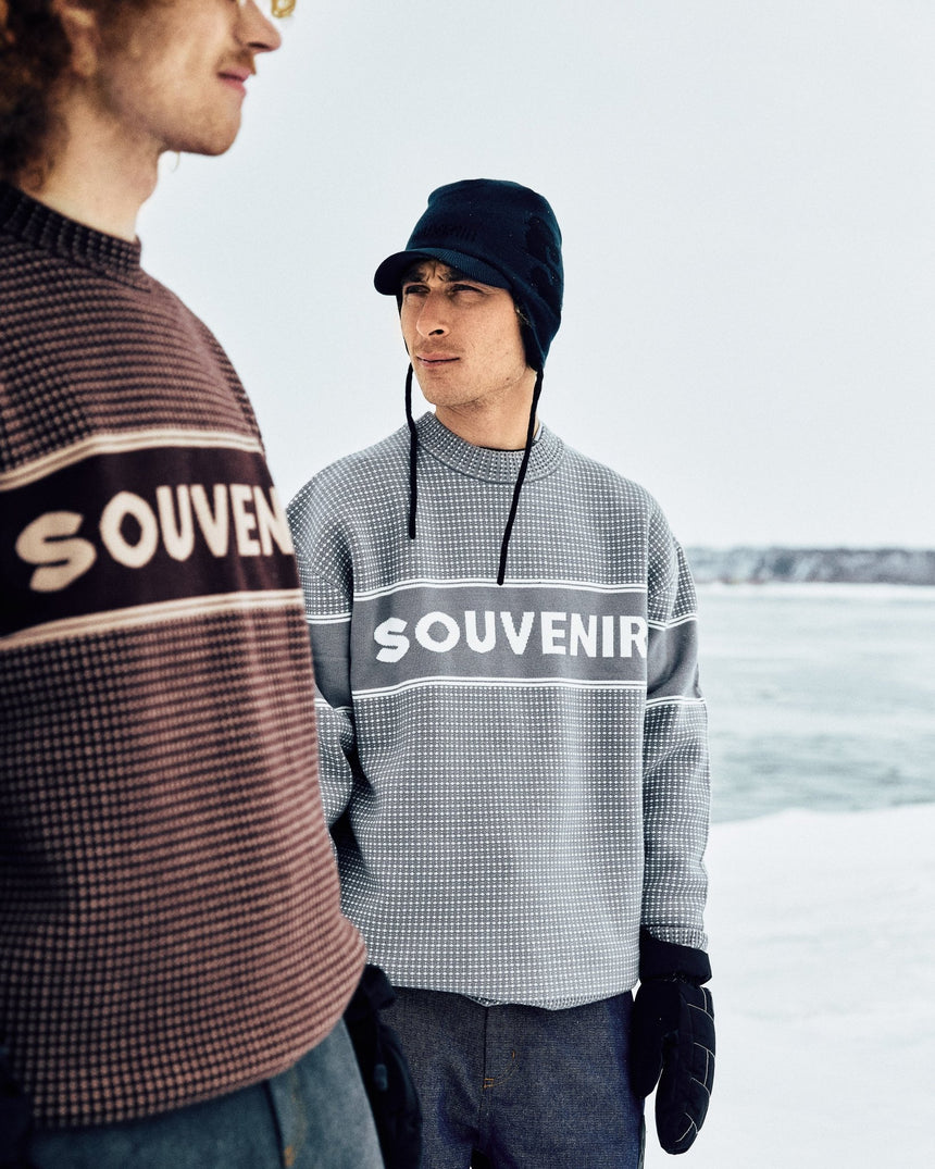 Souvenir Jaquard Knit Sweater - Cool Grey - Spin Limit Boardshop