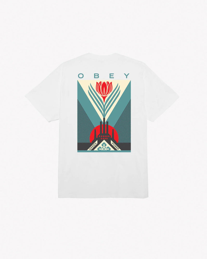Obey Green Power Factory Tee - White - Spin Limit Boardshop