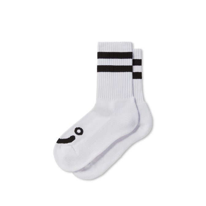 Polar Co. Happy Sad Rib Socks - White - Spin Limit Boardshop