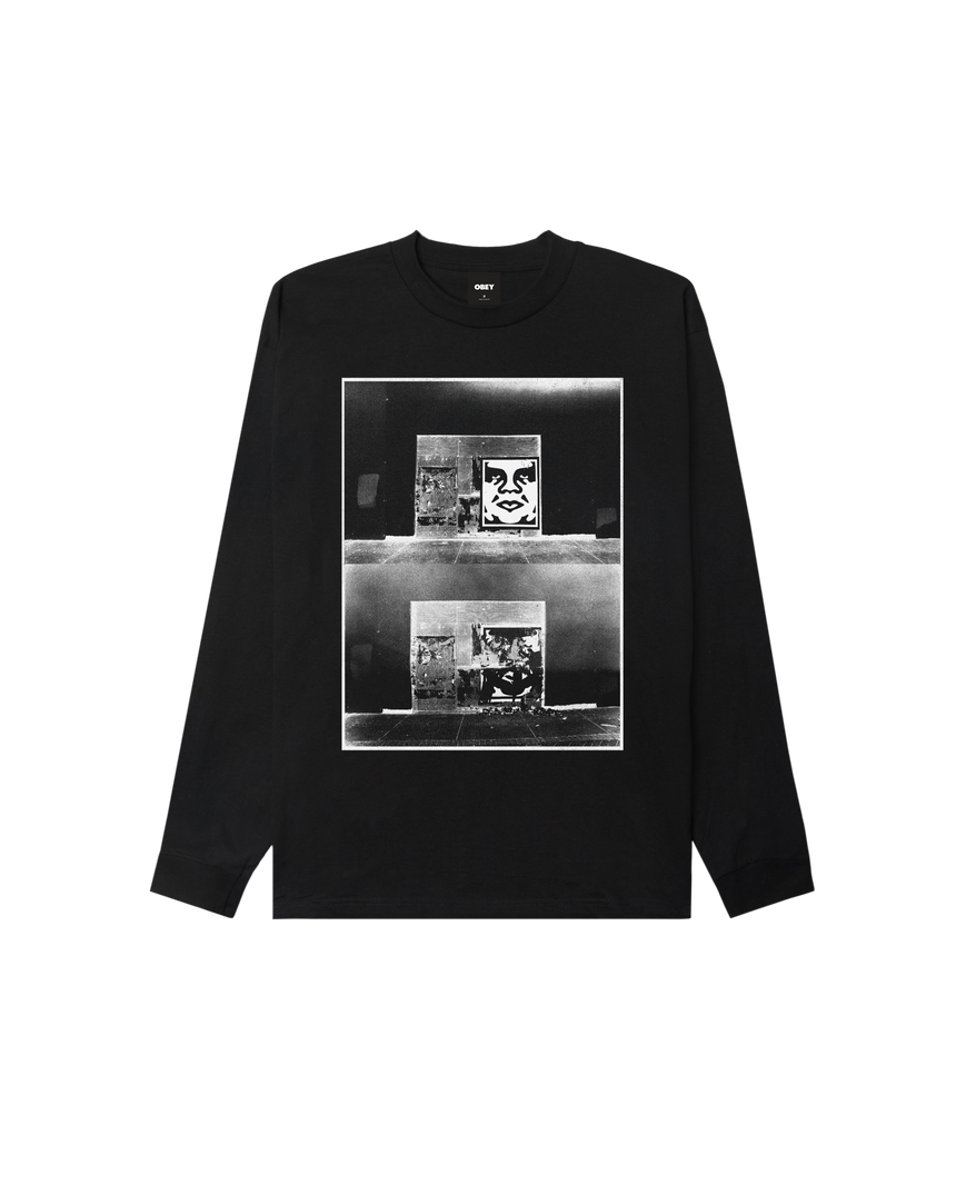 Obey Destroyed Icon Photo Longsleeve - Black