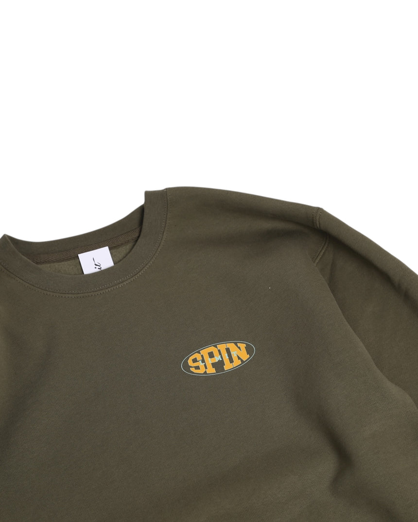 Spin Limit Oval Crewneck- Olive
