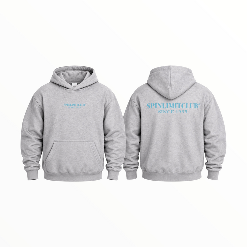 Spin Limit Club Heavyweight Hoodie - Heather Grey Turquoise