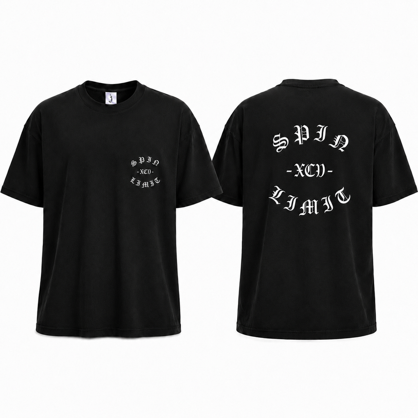 Spin Limit Fraktur Premium Heavyweight Tee - Black