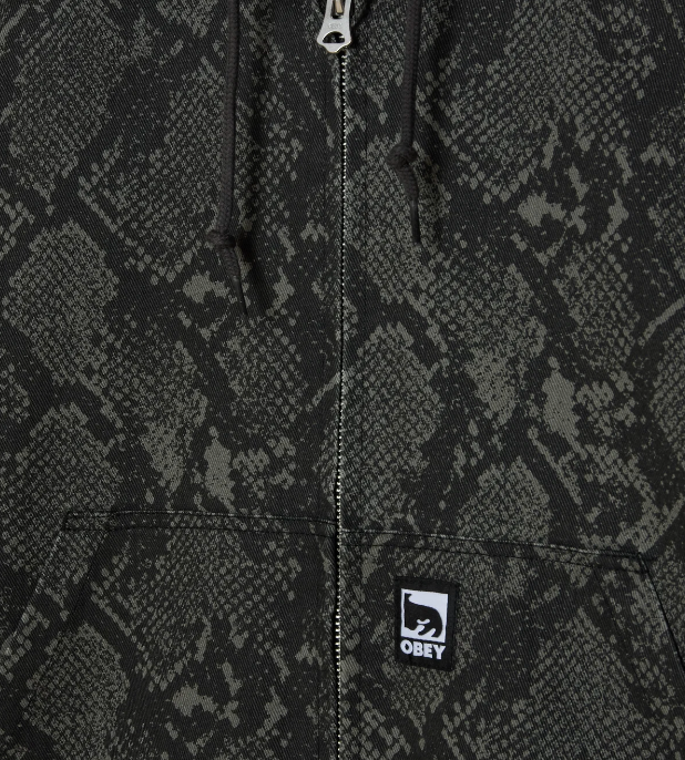 obey Glen Zip Up Jacket - Grey Snake