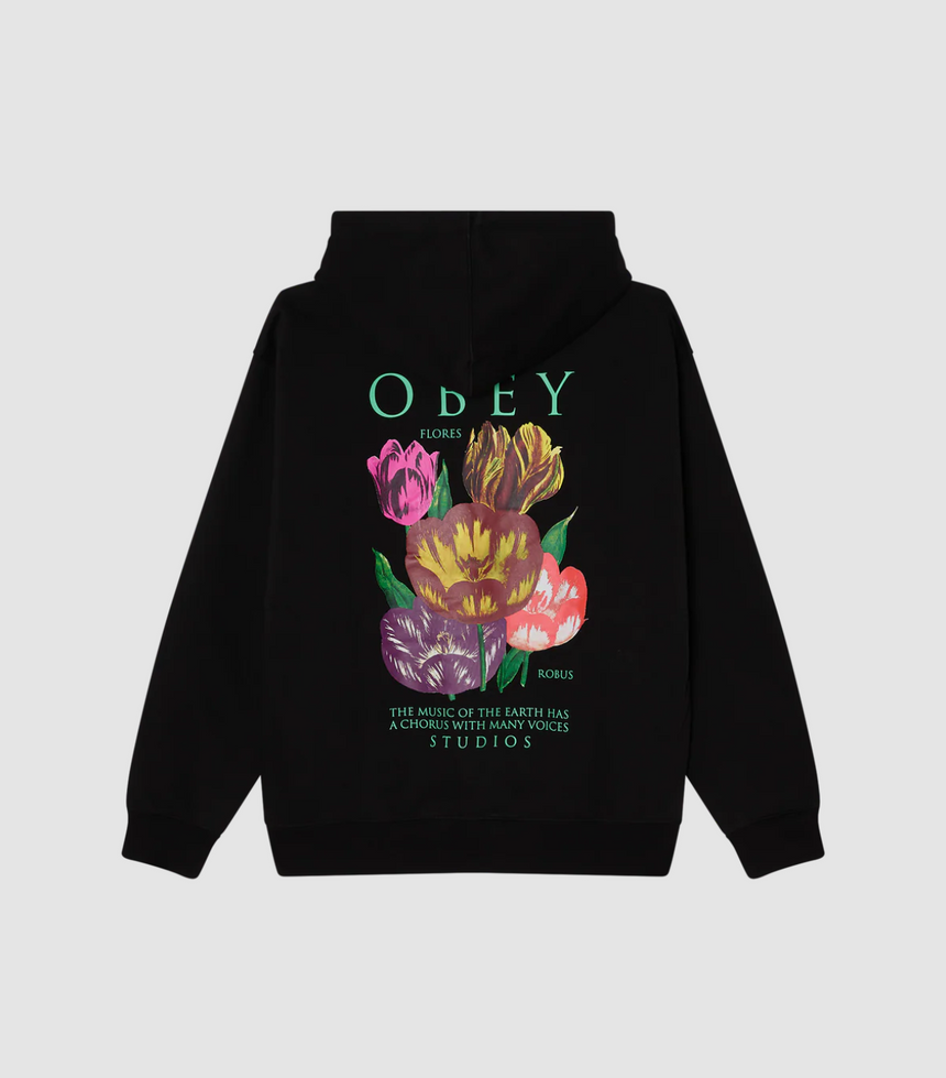 obey Flores Robus Hoodie Fleece - Black