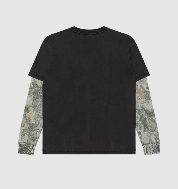 Obey Post 2Fer Thermal Knit Longsleeve - Dusty Black Limo