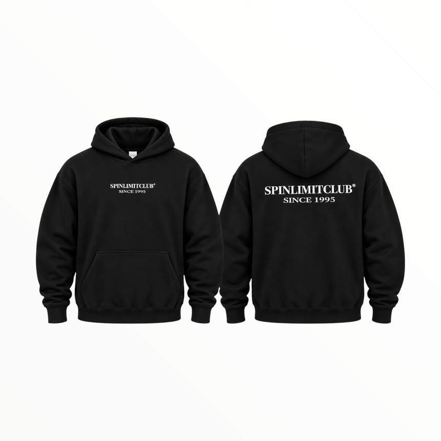 Spin Limit Club Heavyweight Hoodie - Black White