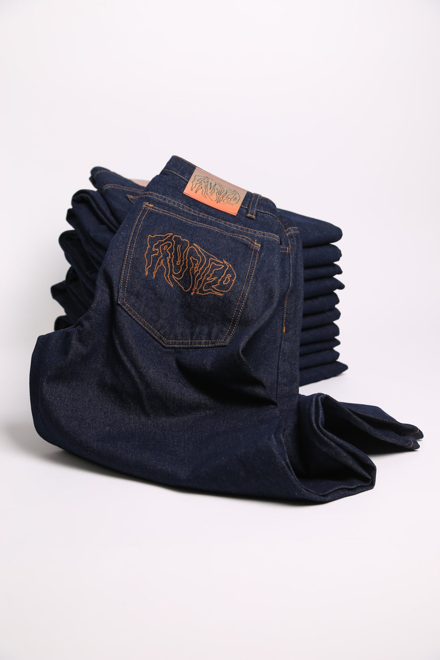 Frosted Classic Wavy Jeans Pants - Selvedge Blue