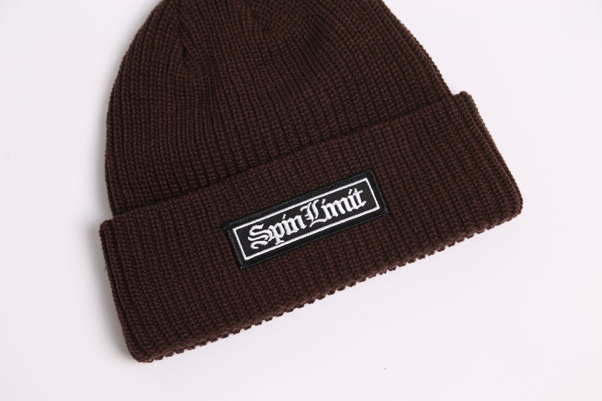 Spin Limit Times Patch Loose Knit Beanie - Brown