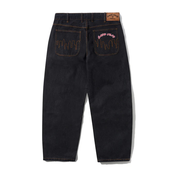 Cash Only Logo Baggy Denim Jean - Washed Black