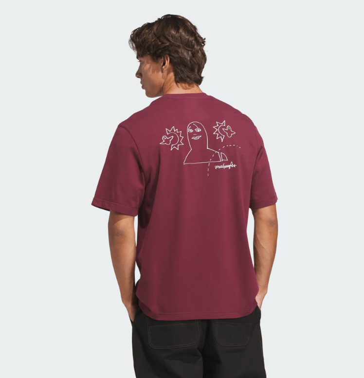 Adidas x Mark Gonzales Not Amused Tee - Burgundy - Spin Limit Boardshop