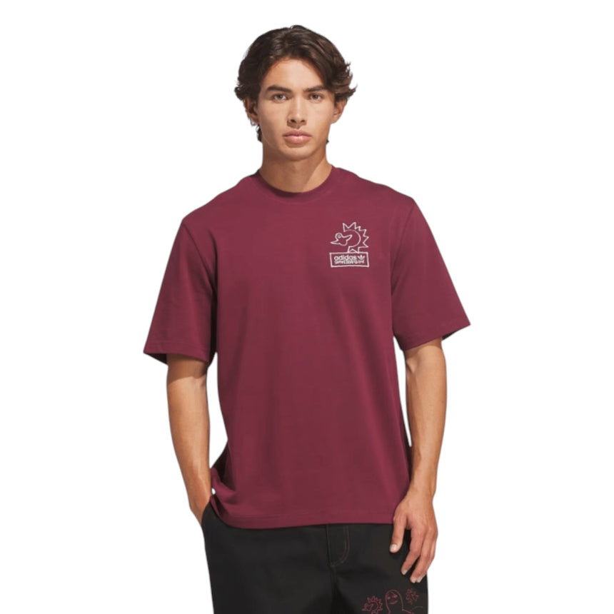 Adidas x Mark Gonzales Not Amused Tee - Burgundy - Spin Limit Boardshop