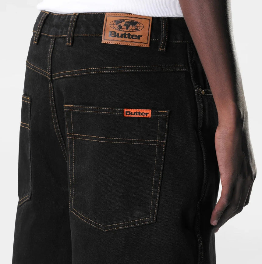 Butter Goods Baggy Denim Shorts - Washed Black - Spin Limit Boardshop