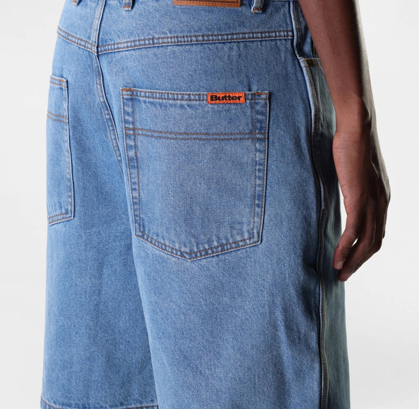 Butter Goods Baggy Denim Shorts - Washed Indigo - Spin Limit Boardshop