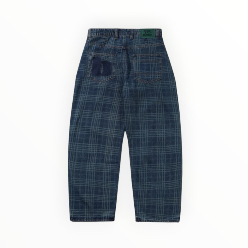 Butter Goods Burn Wide Cut Denim Jeans - Dark Indigo Plaid - Spin Limit Boardshop