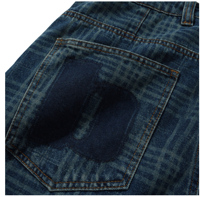 Butter Goods Burn Wide Cut Denim Jeans - Dark Indigo Plaid - Spin Limit Boardshop