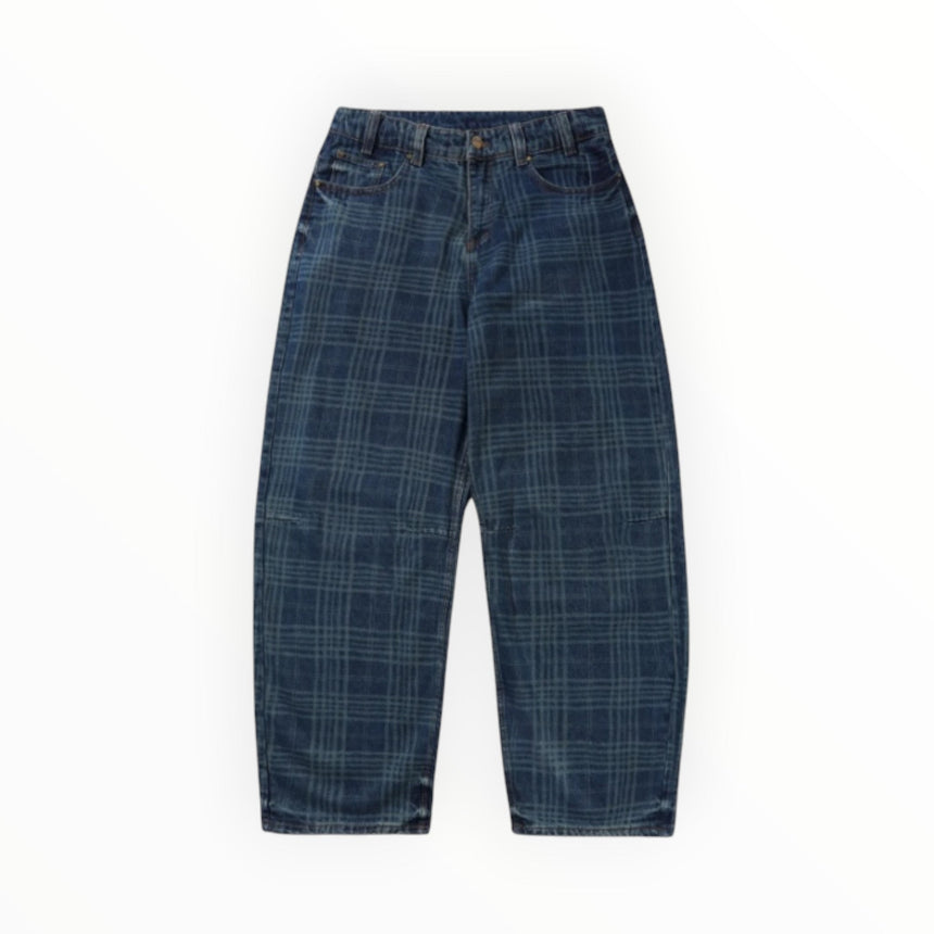 Butter Goods Burn Wide Cut Denim Jeans - Dark Indigo Plaid - Spin Limit Boardshop