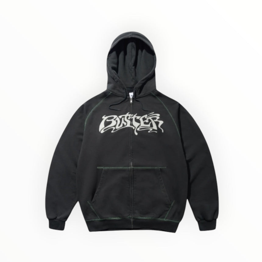 Butter Goods Drummer Zip - Thru Hoodie - Washed Black - Spin Limit Boardshop