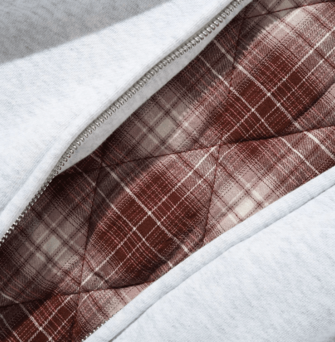 Butter Goods Plaid Lined Zip-Thru Hoodie - Ash - Spin Limit Boardshop
