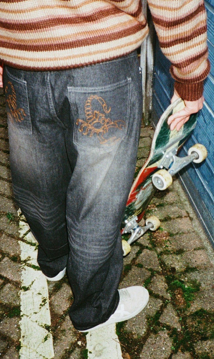 Butter Goods Scorpion Stitch Jeans - Slub Black - Spin Limit Boardshop