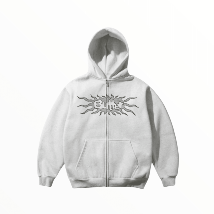 Butter Goods Solar Zip-Thru Hoodie - Ash - Spin Limit Boardshop