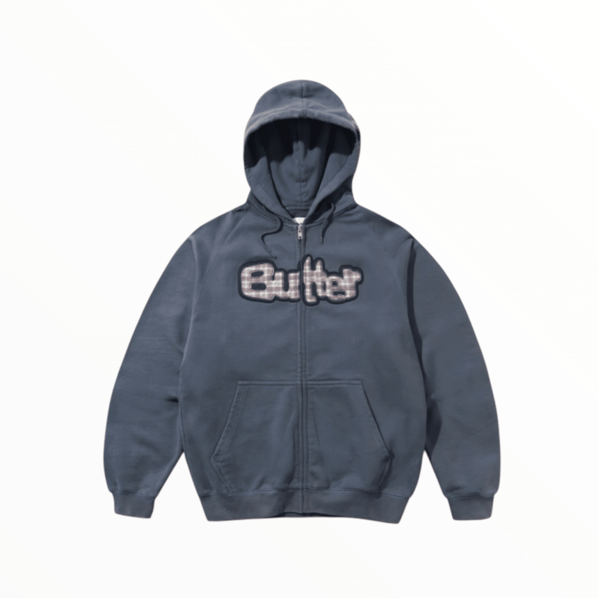 Butter Goods Stretch Zip-Thru Hoodie - Washed Navy - Spin Limit Boardshop