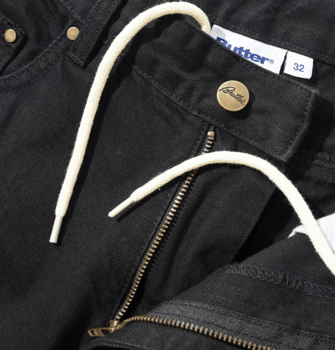 Butter Goods Wide Cut Denim Pants - Flat Black - Spin Limit Boardshop