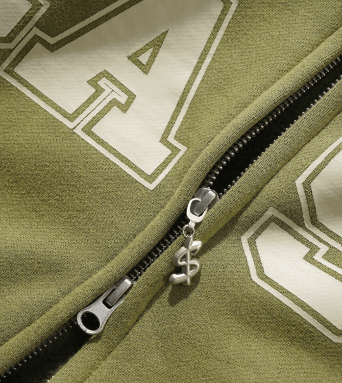 Cash Only Campus Zip Thru Hood - Washed Olive - Spin Limit Boardshop