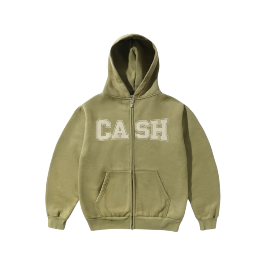 Cash Only Campus Zip Thru Hood - Washed Olive - Spin Limit Boardshop