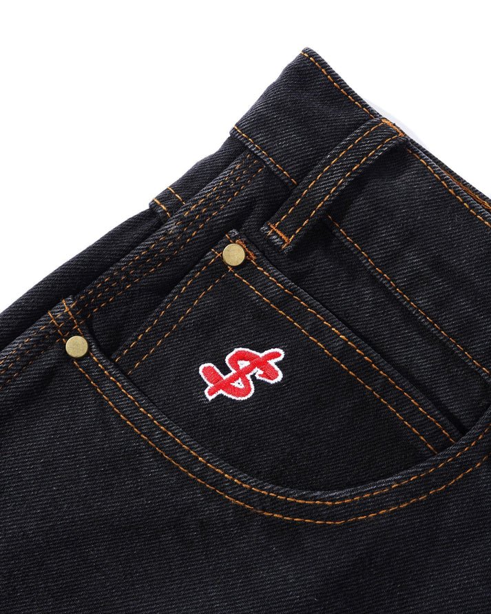 Cash Only Logo Baggy Denim Jean - Washed Black - Spin Limit Boardshop