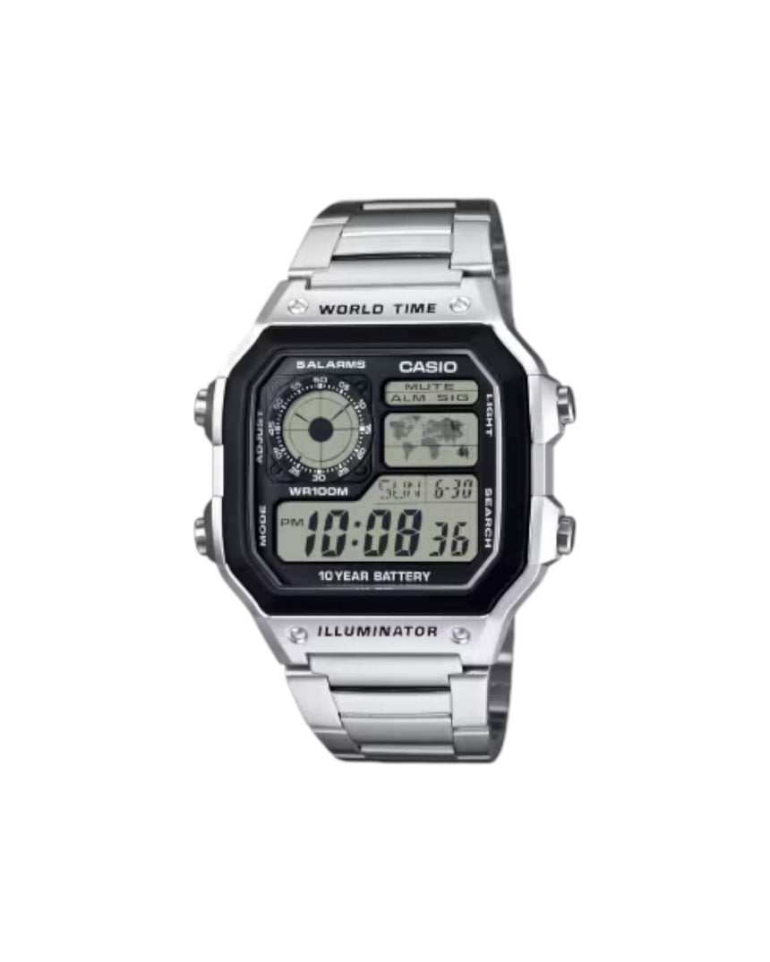 Casio Watch World Time Silver AE1200WHD - 1AV - Spin Limit Boardshop