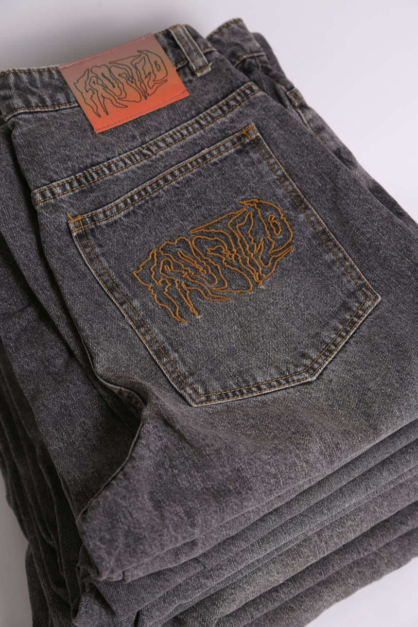 Frosted Classic Wavy Jeans Pants - Acid Grey - Spin Limit Boardshop