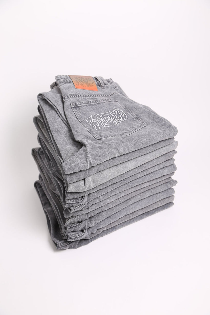 Frosted Classic Wavy Jeans Pants - Acid Wash Grey - Spin Limit Boardshop
