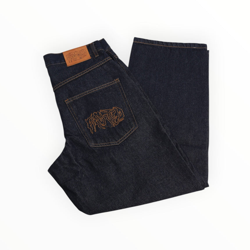 Frosted Classic Wavy Jeans Pants - Selvege Blue - Spin Limit Boardshop