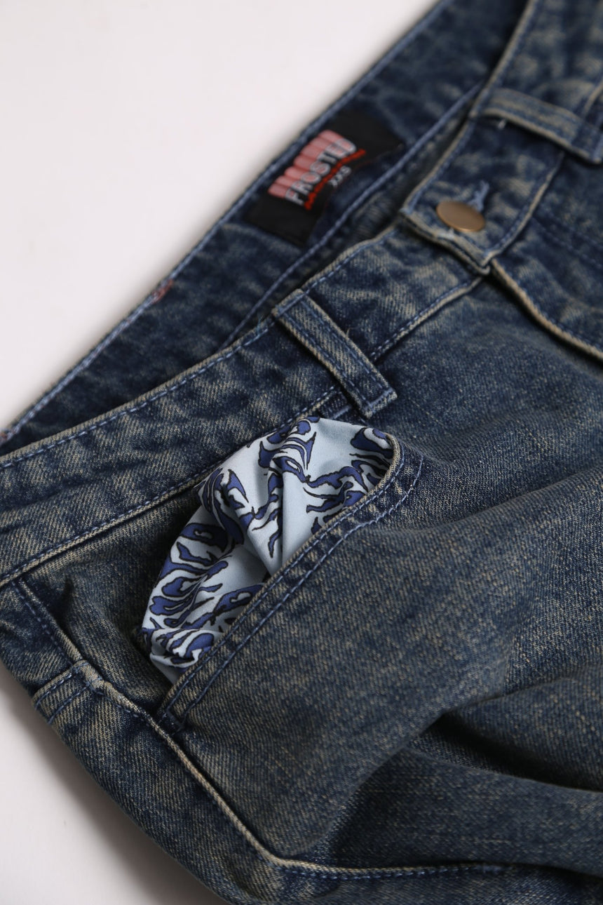 Frosted Classic Wavy Jeans Pants - Vintage Mid Blue - Spin Limit Boardshop