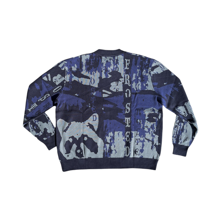 Frosted Racoon Knit Crew - Navy - Spin Limit Boardshop