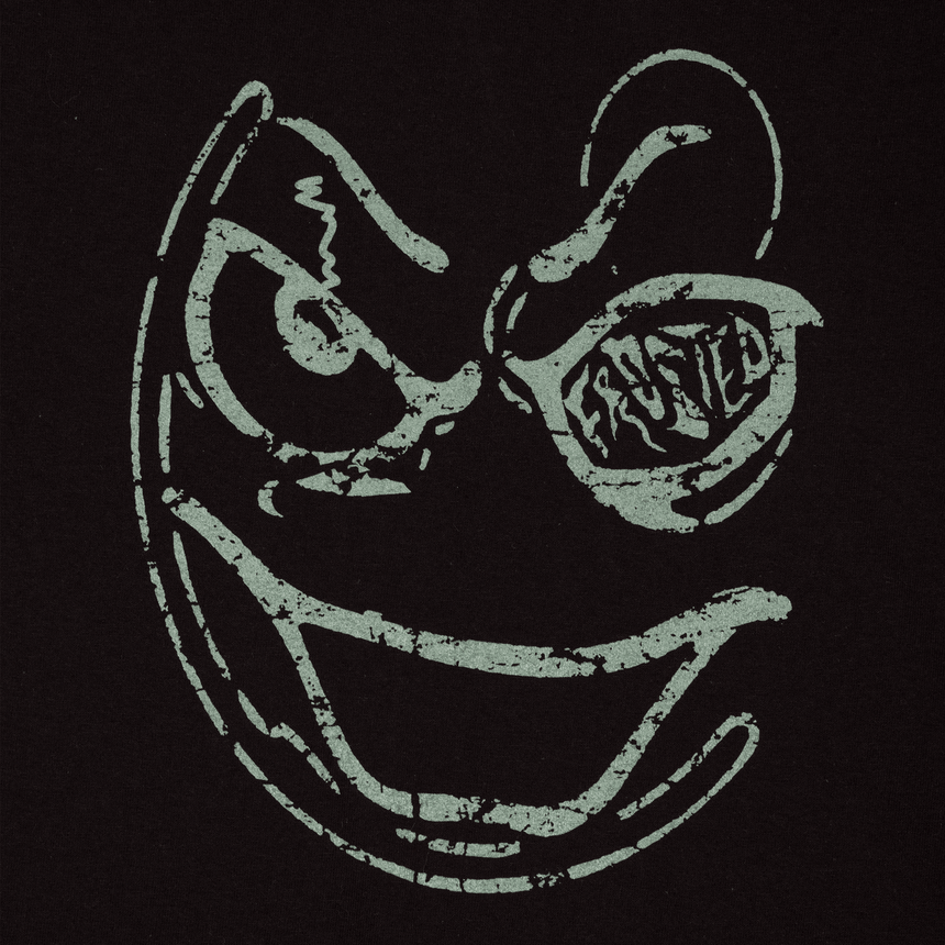 Frosted Smiley Boxy Tee - Black - Spin Limit Boardshop