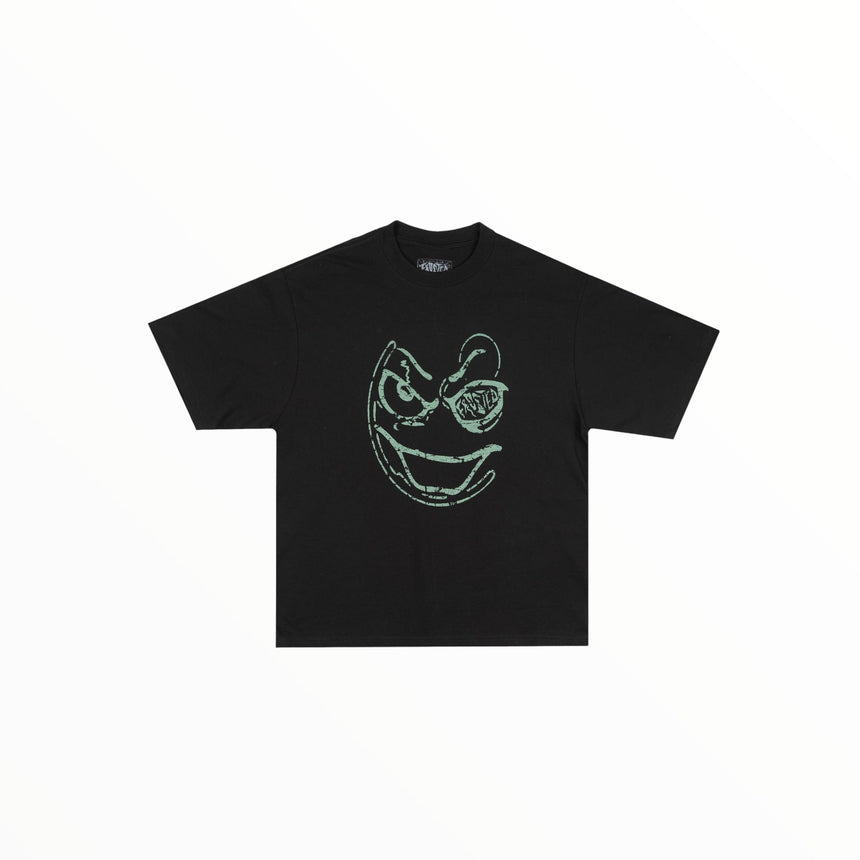 Frosted Smiley Boxy Tee - Black - Spin Limit Boardshop